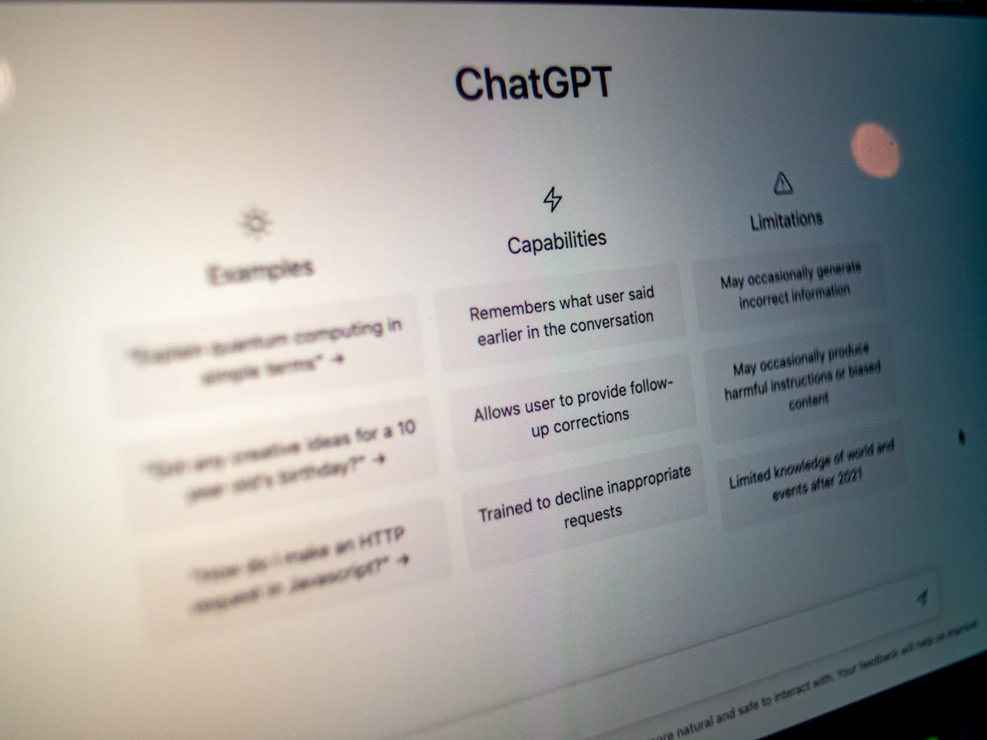 ChatGPT interface on a computer screen