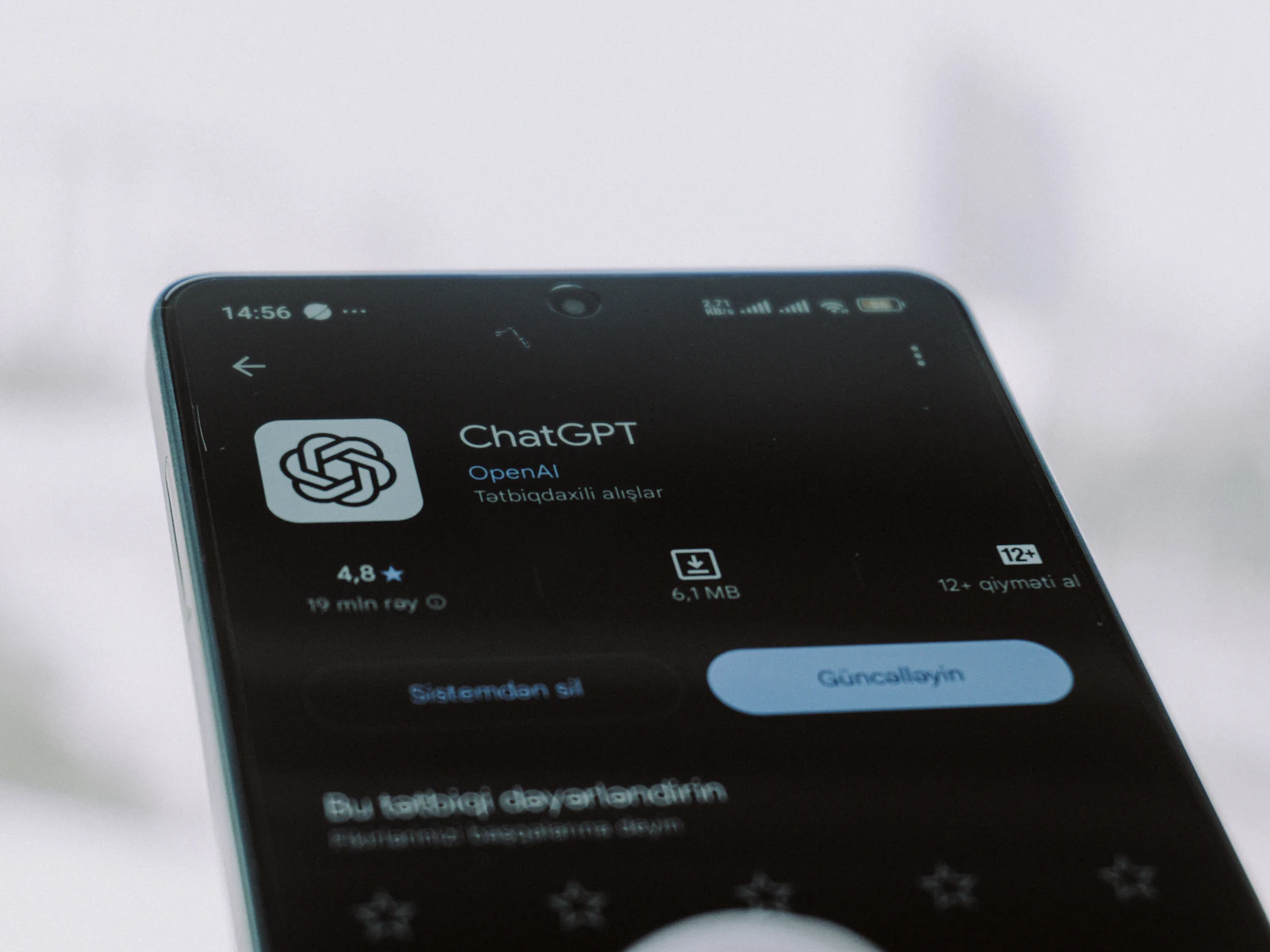ChatGPT app open on a smartphone
