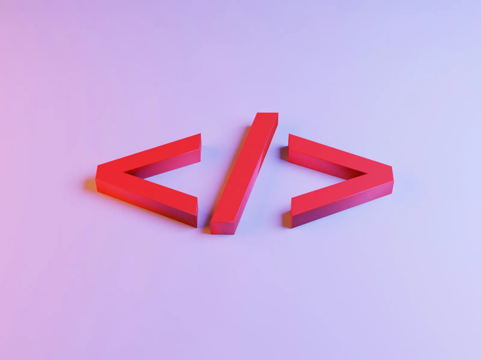 Rotes Code-Klammer-Symbol auf violettem Hintergrund