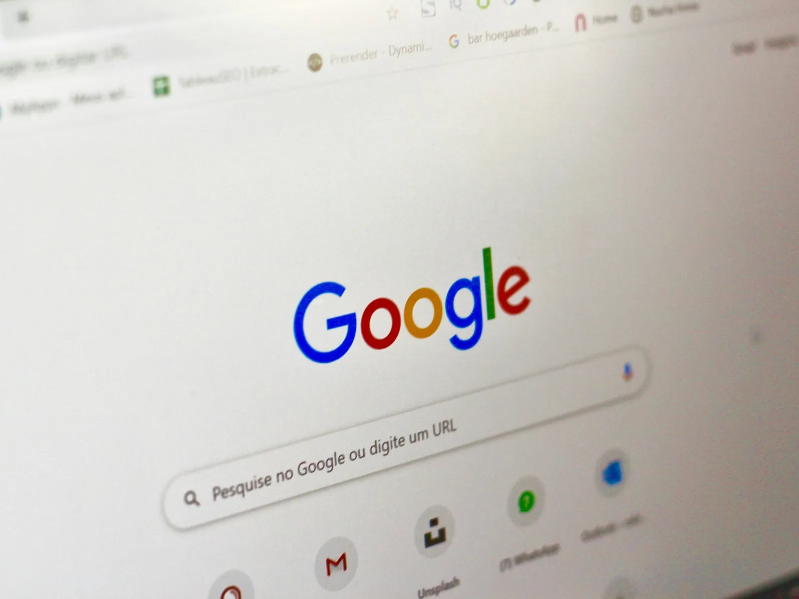 Google search page on a computer screen