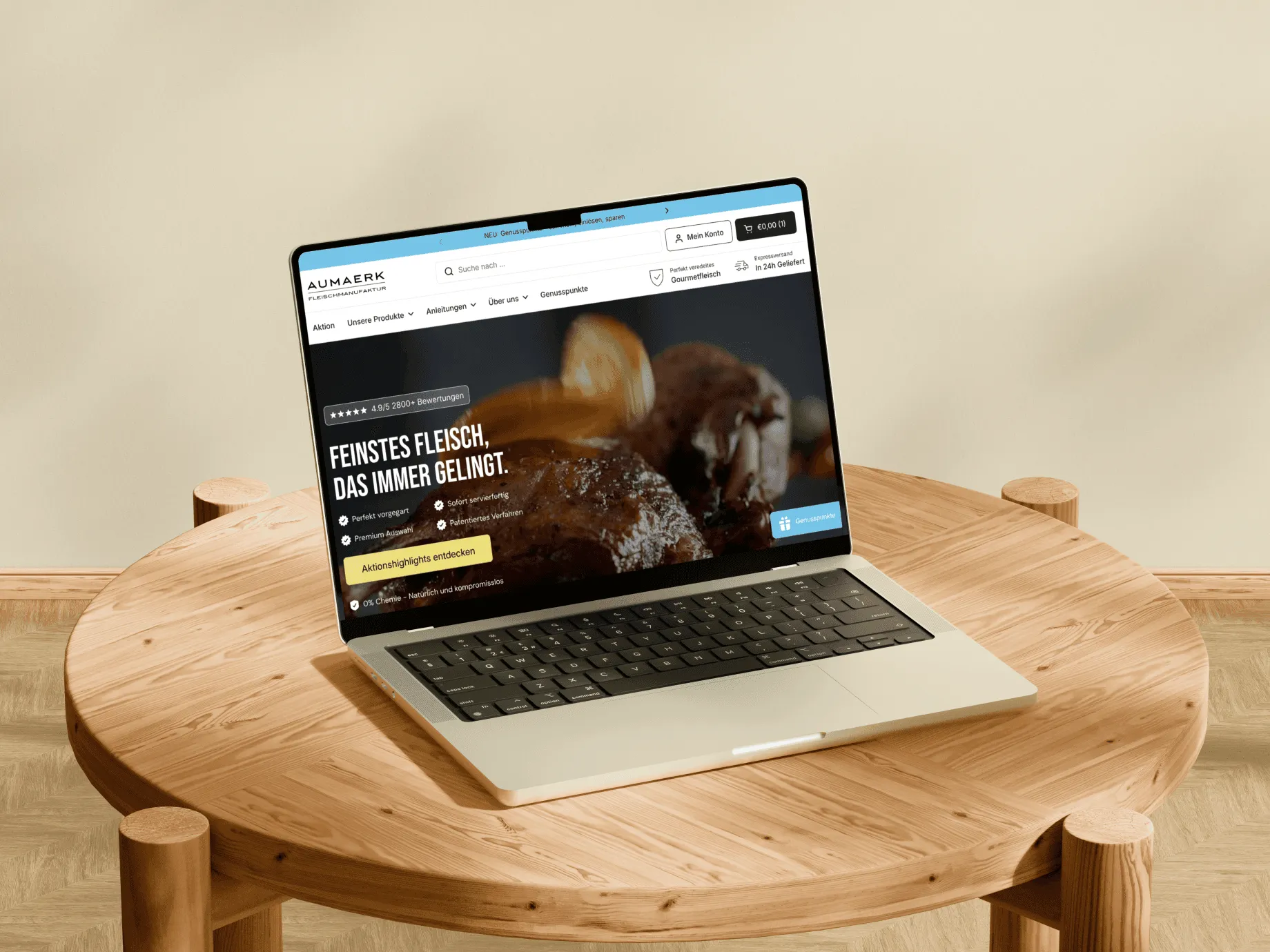 Mockup der Website von Aumaerk