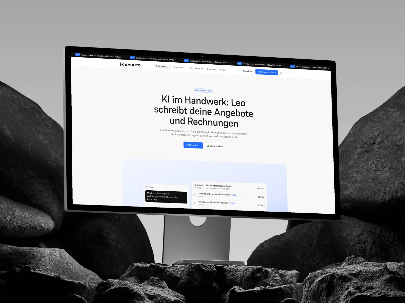 Mockup der Website von Bauleo